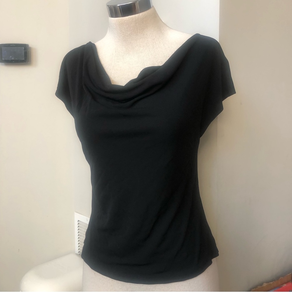 CITRINE Cowl Neck Split Short Shoulder Sleeves Top
